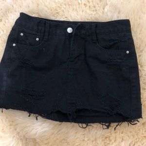 Black Denim distressed miniskirt